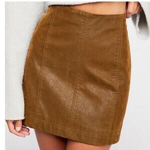 Free People‎ Vegan Suede Mini Skirt Cedar 6